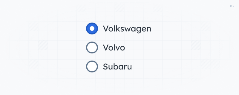 Three radio buttons with labels
