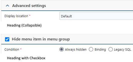Comparing the look of Heading with Checkbox and Heading (Collapsible)