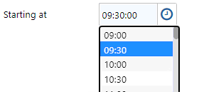 Time picker that starts at 9:00 instead of at 0:00
