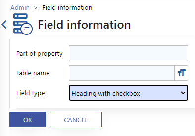 Filtering field information on type
