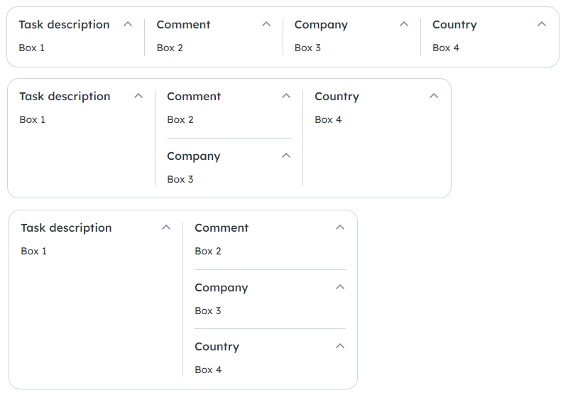 Four, three, and two-column layouts